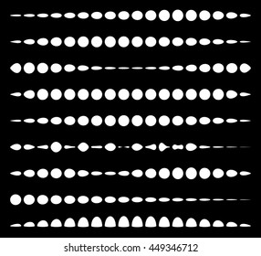 Set of horizontal divider lines made of circles. Dotted lines.