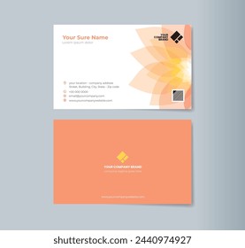 A set of horizontal double-sided business card template designs with illustrations of transparent orange flower petals on a white background