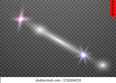 set of horizontal flashes of light, star ray, sun light.