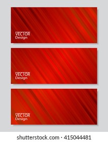 Set of horizontal flyers. Abstract red striped background. Business, science, medicine and technology design.