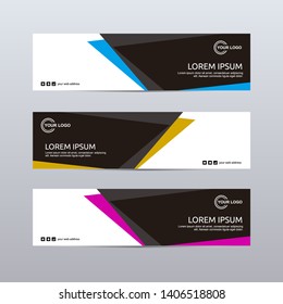 set of horizontal geometric banners. Universal template for a web site with text. 