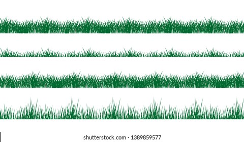 set of horizontal grass silhouettes. isolated on white background