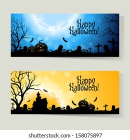 Set of Horizontal Halloween Banners