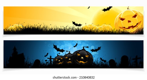 Set of   Horizontal Halloween Banners