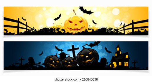 Set of   Horizontal Halloween Banners