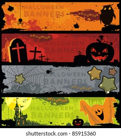 Set horizontal Halloween banners.