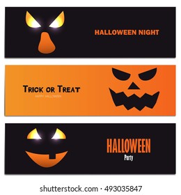 Set of Horizontal Halloween Banners. Vector Illustration