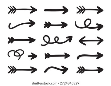 Conjunto de flechas Horizontales dibujadas a mano con estilos variados ideales para Elementos de diseño y navegación