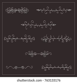 Set of horizontal hand-drawn patterned banners