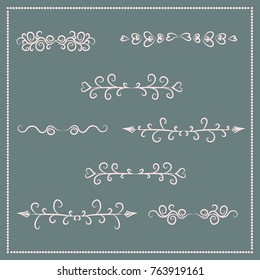 Set of horizontal hand-drawn patterned banners