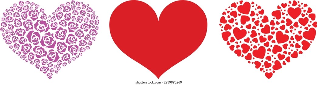 Set Horizontal Hearts. Heart Symbol. heart icon. shaped logo.