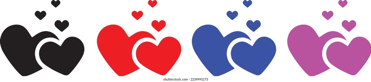 Set Horizontal Hearts. Heart Symbol. heart icon. shaped logo.