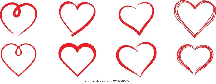 Set Horizontal Hearts. Heart Symbol. heart icon. shaped logo.