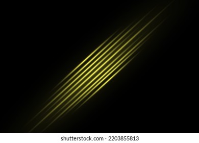 Un conjunto de resaltados horizontales. Vigas láser, vigas de luz horizontales. Se enciende una luz preciosa. Rayas brillantes en un fondo oscuro. Resplandeciente fondo abstracto de brillo con línea.