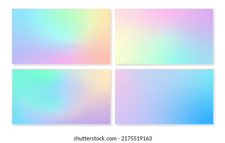 Set of horizontal holographic backgrounds with metal texture. For veb projects, mobile wallpapers, books, postcards, and other stylish projects.	