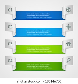 Set of horizontal infographics with icons, numbered options and modern design, illustration.