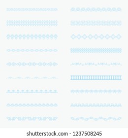 Set of horizontal isolated lace borders for design. Patterned elegant beautiful edge. Vector illustration