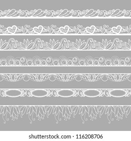 Set of horizontal lace borders