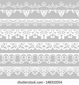 Set of horizontal lace borders