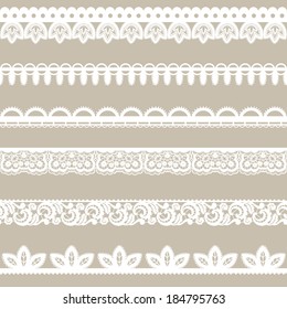 Set of horizontal lace borders