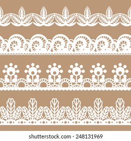 Set of horizontal lace borders