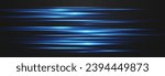 Set of horizontal lens flares. Abstract lights lines on png. Vector horizontal lighr beams. Glowing streaks on dark background. Luminous neon lines isolated on trasparent backgound.