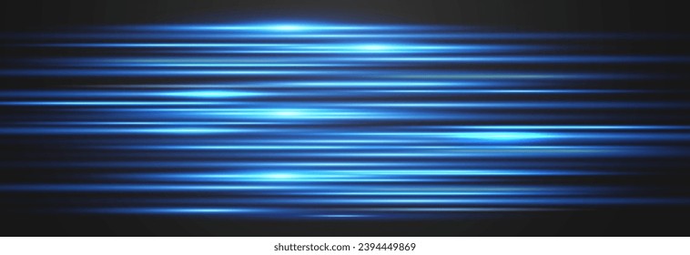 Set mit horizontalen Objektivfackeln. Abstrakte Lichtzeichen auf PNG. Horizontale Leuchtbalken des Vektors. Glühende Streifen auf dunklem Hintergrund. Leuchtende Neonlinien einzeln auf transparentem Hintergrund.