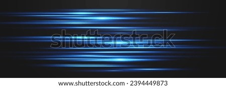 Set of horizontal lens flares. Abstract lights lines on png. Vector horizontal lighr beams. Glowing streaks on dark background. Luminous neon lines isolated on trasparent backgound.