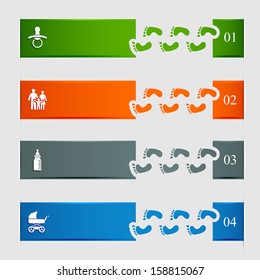 Set of horizontal lines with baby icons, illustration.