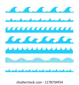 Blue Line Wave Ornament Seamless Vector Stock Vector (Royalty Free ...