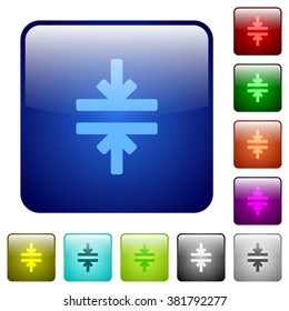 Set of horizontal merge color glass rounded square buttons