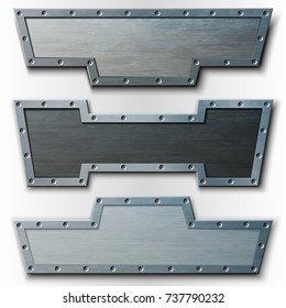 Set of horizontal metal plates. Vector illustration. Can be used as a banner or header.