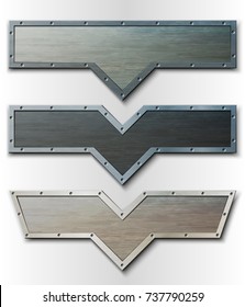 Set of horizontal metal plates. Vector illustration. Can be used as a banner, header or pointer.