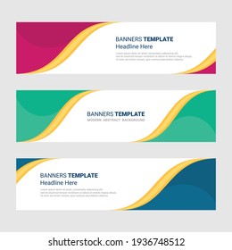 Conjunto de diseños horizontales de banners modernos diseño de plantillas de medios sociales fondo