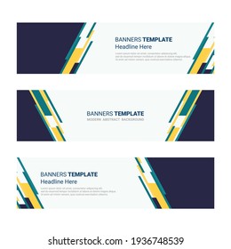 Set of horizontal modern banner design social media template background