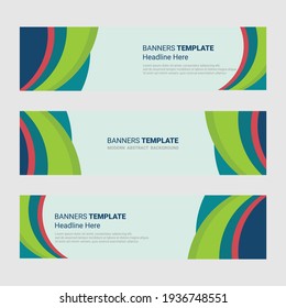 Conjunto de diseños horizontales de banners modernos diseño de plantillas de medios sociales fondo
