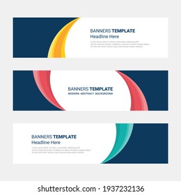 Set of horizontal modern banner design social media template background