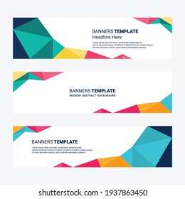 Set of horizontal modern banner design social media template background