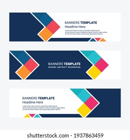 Set of horizontal modern banner design social media template background