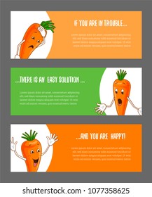 Set of horizontal narrow banners with vegetable