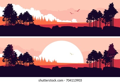 Set of horizontal nature banner