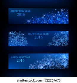 Set of Horizontal New Year Banners. 2016