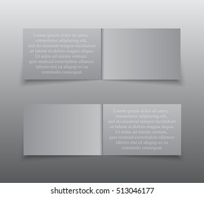 Set of Horizontal Paper Grey Rectangle Banners Template. Vector Illustration. Winter Holiday New Year and Christmas. Winter Sale and Discount. Mock up, Card. Black Friday and Cyber Monday.