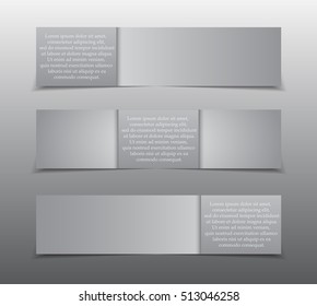 Set of Horizontal Paper Grey Rectangle Banners Template. Vector Illustration. Winter Holiday New Year and Christmas. Winter Sale and Discount. Mock up, Card. Black Friday.