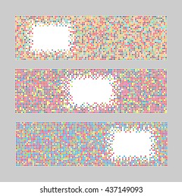 Set of Horizontal Pixel Banners. Abstract Geometric template with copy space for text. Simple Illustration for print, flyer or leaflet. Text frame. Can be used for invitation, postcard or poster.