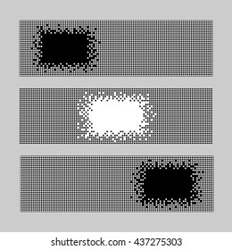 Set of Horizontal Pixel Banners. Abstract Geometric template with copy space for text. Simple Illustration for print, flyer or leaflet. Text frame. Can be used for invitation, postcard or poster.