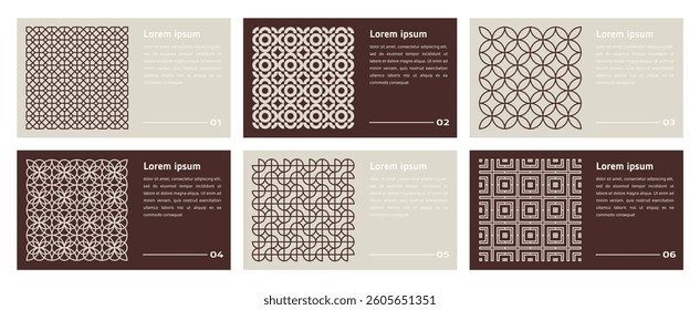 set of horizontal poster with line geometric shapes pattern. brutalism, y2k, futuristic style. stars, liquid connected dots, line shapes. elements form, modern design for card, invitation, wallpaper

