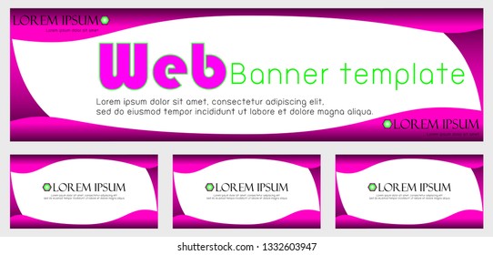 Set of horizontal purple abstract web banner background. Empty white space ellipse shapes for a photo or content design universal template for social media marketing with text. Vecter Illustration.
