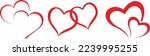 Set Horizontal Red Hearts. Heart Symbol. heart icon. shaped logo.