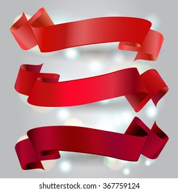 Set of horizontal  ribbon banners